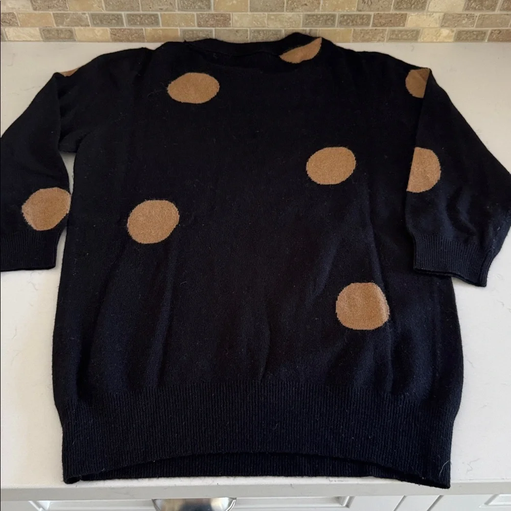J. Crew Black Polka Dot Wool Blend Sweater Size: M ✨